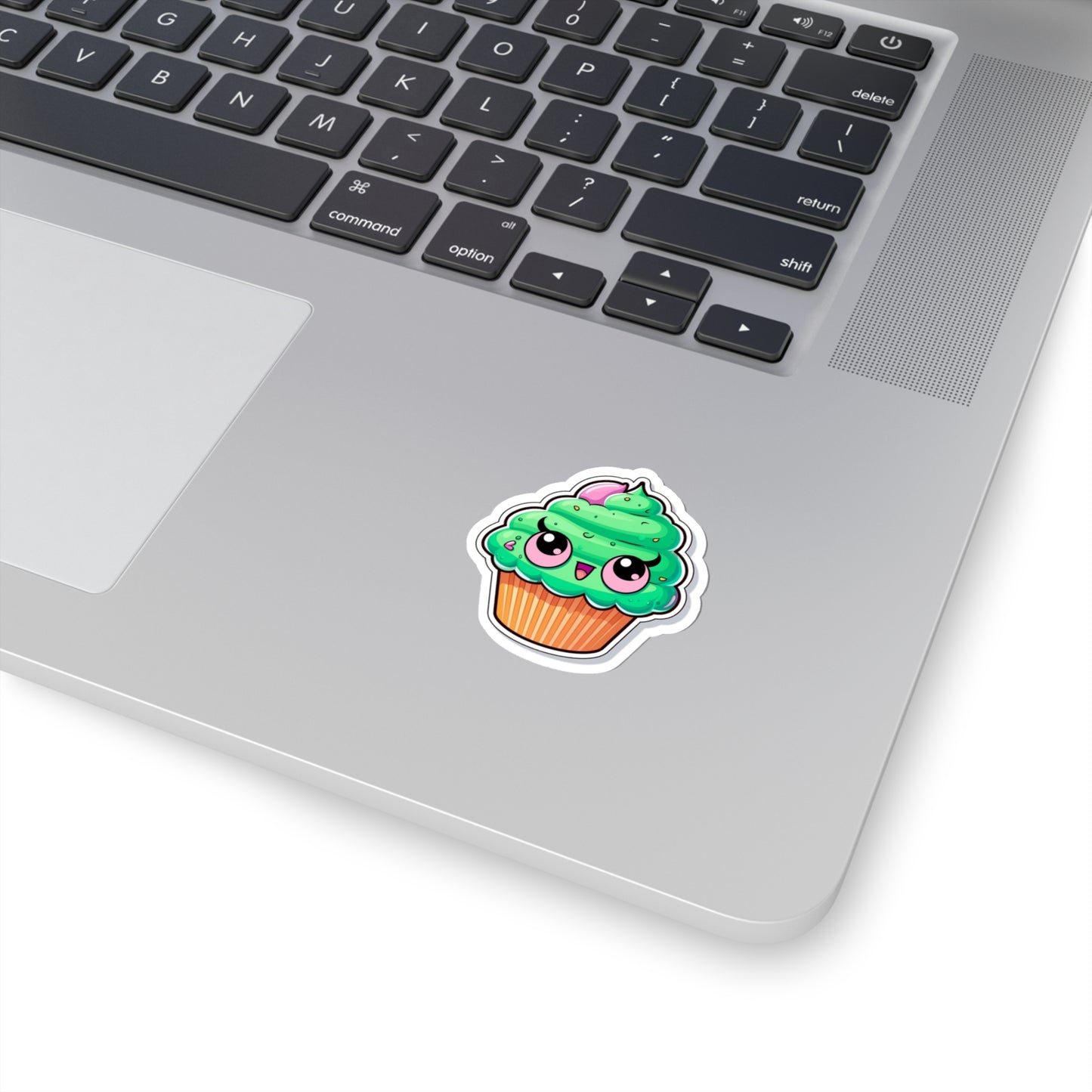 Psychedelic Cupcake Sticker - Vibrant Green with Pink Eyes - Cannabis Inspired