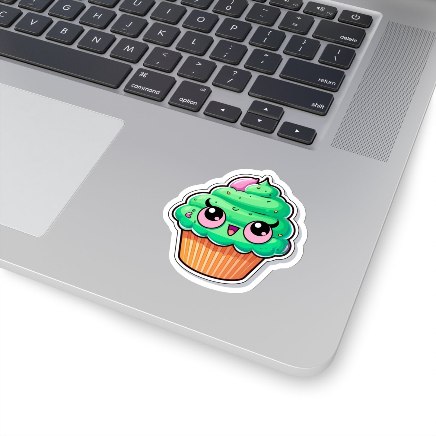 Psychedelic Cupcake Sticker - Vibrant Green with Pink Eyes - Cannabis Inspired