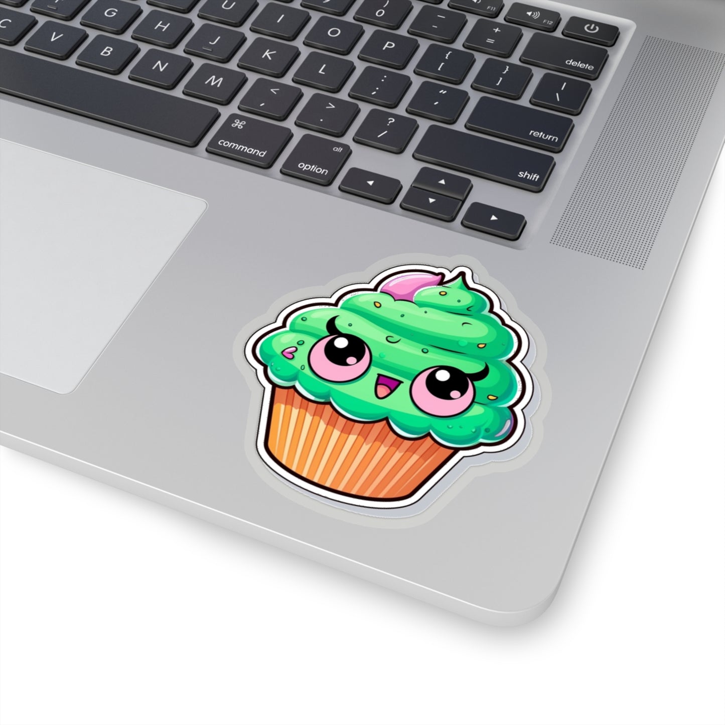 Psychedelic Cupcake Sticker - Vibrant Green with Pink Eyes - Cannabis Inspired