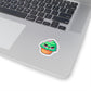 Psychedelic Cupcake Sticker - Vibrant Green with Pink Eyes - Cannabis Inspired