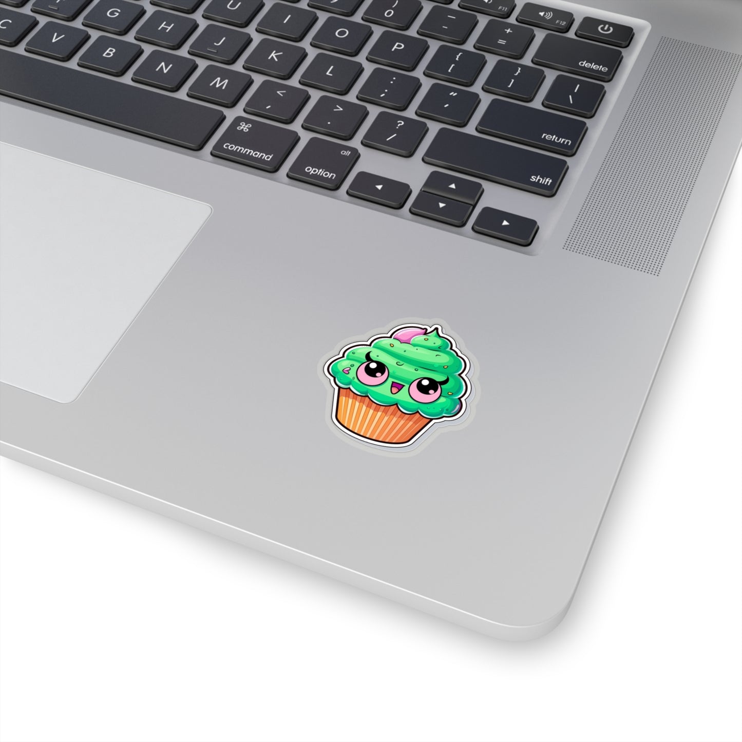 Psychedelic Cupcake Sticker - Vibrant Green with Pink Eyes - Cannabis Inspired