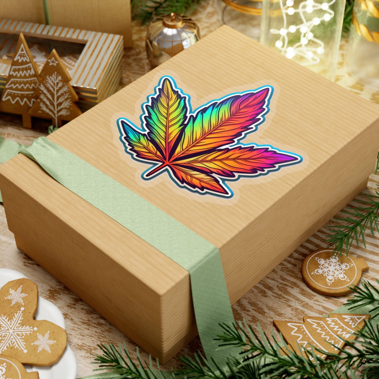 Colorful Cannabis Leaf Sticker