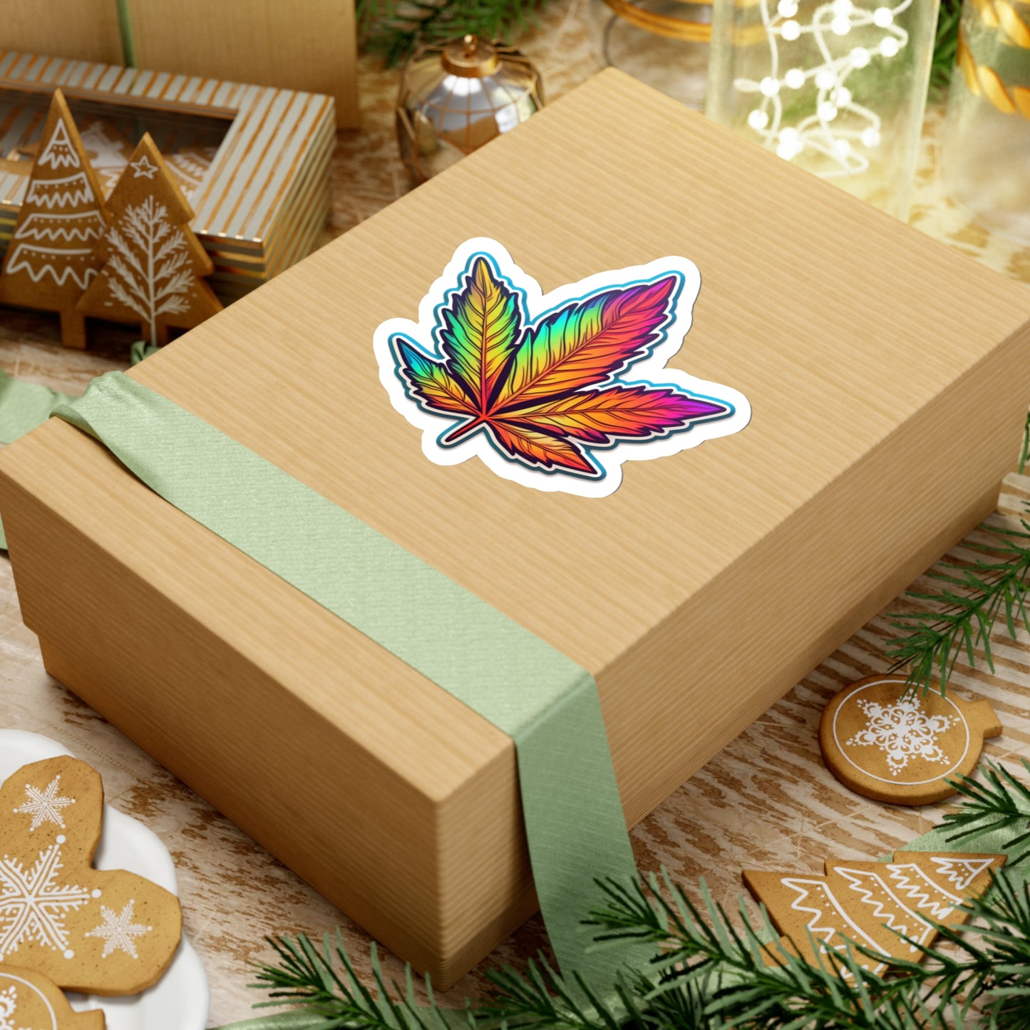 Colorful Cannabis Leaf Sticker