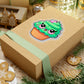 Psychedelic Cupcake Sticker - Vibrant Green with Pink Eyes - Cannabis Inspired