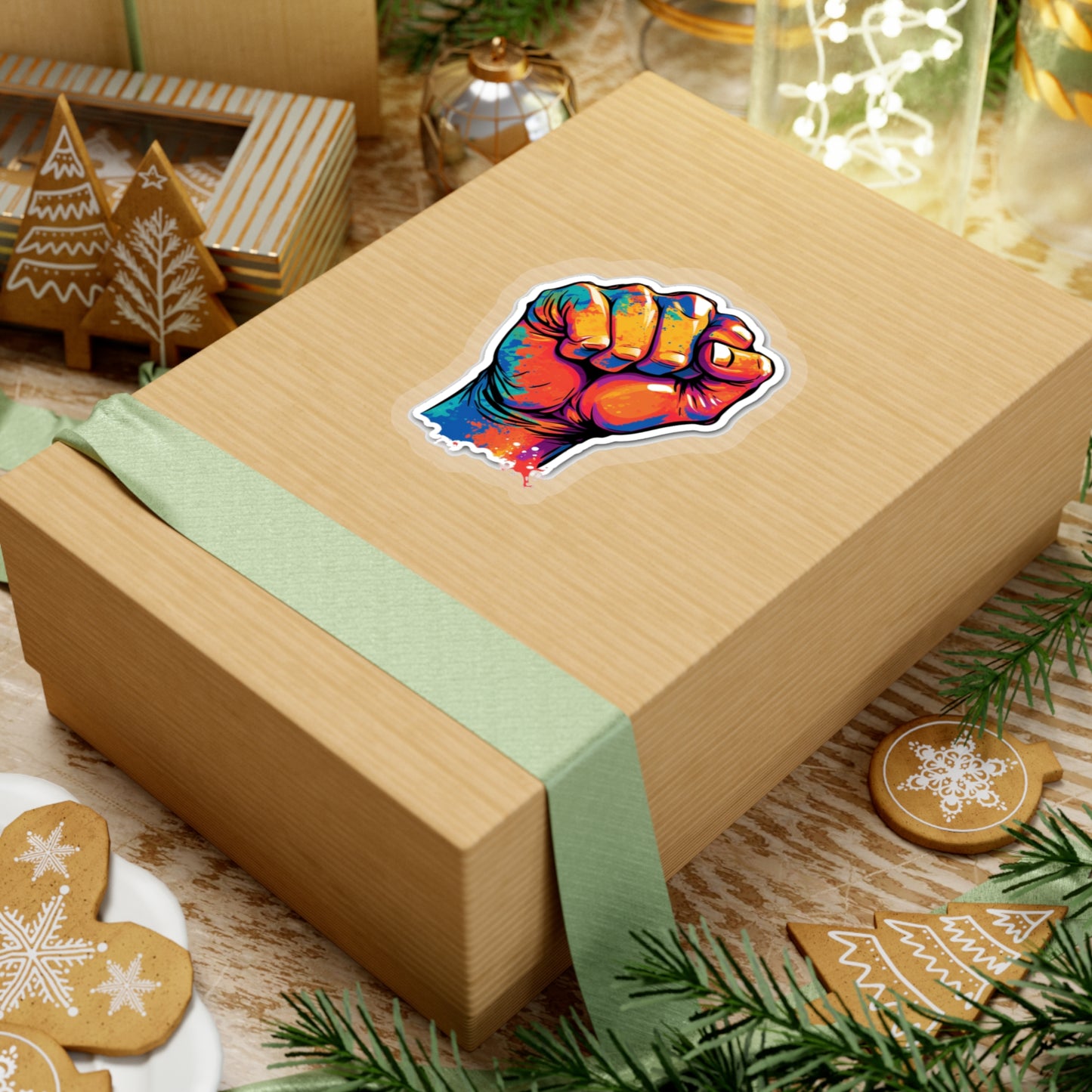 Colorful Power Fist Sticker - Pop Art Style