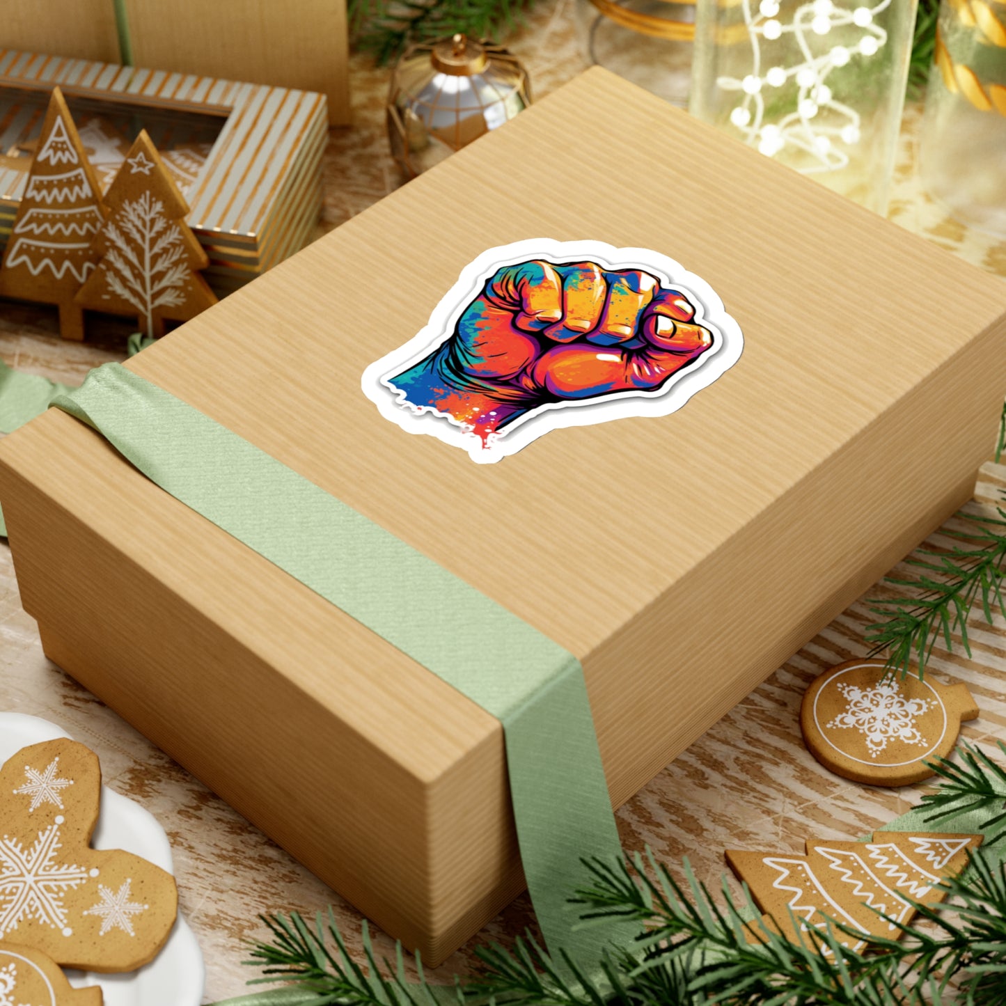 Colorful Power Fist Sticker - Pop Art Style