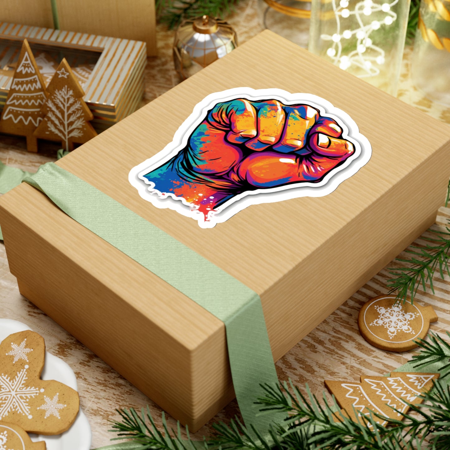 Colorful Power Fist Sticker - Pop Art Style