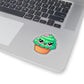 Psychedelic Cupcake Sticker - Vibrant Green with Pink Eyes - Cannabis Inspired