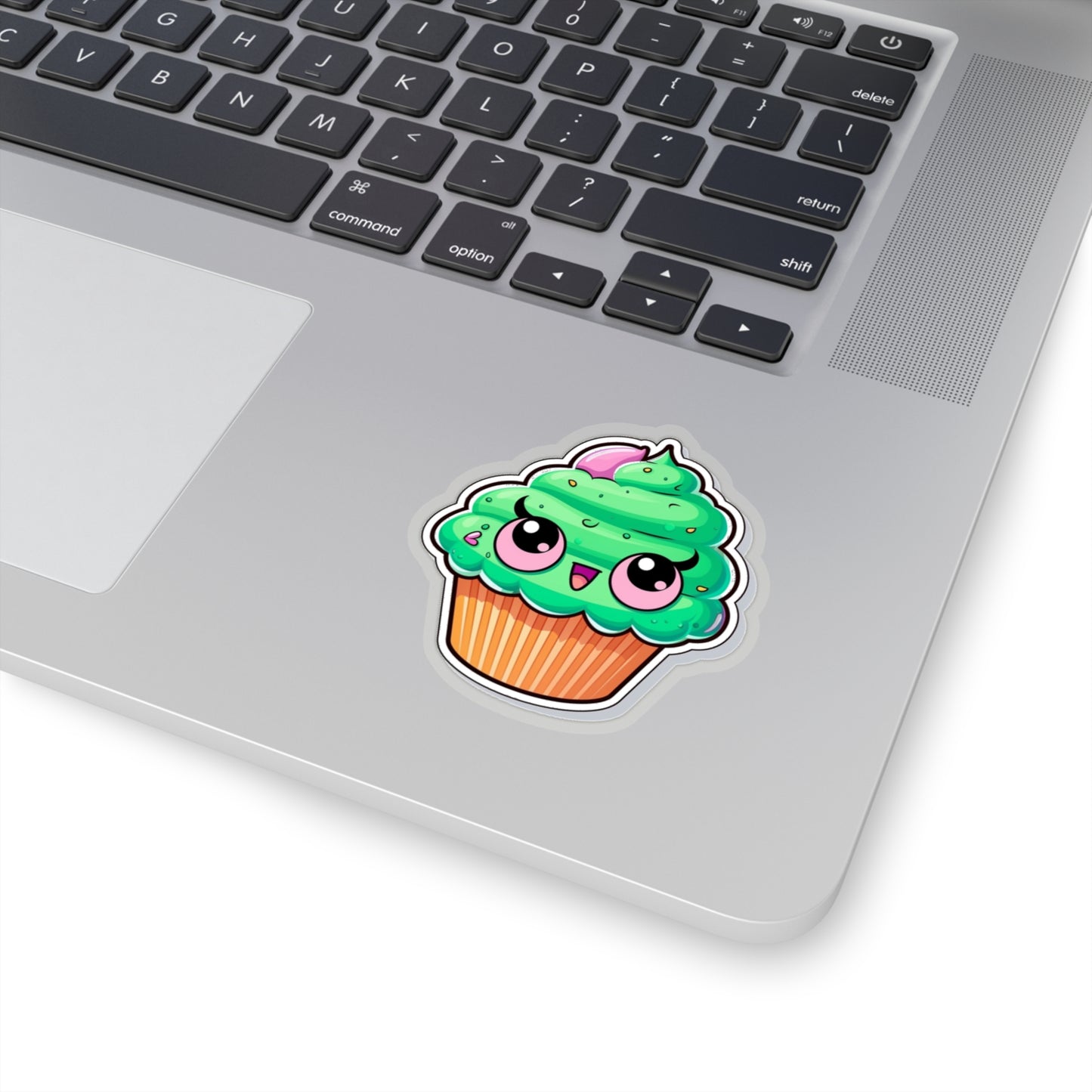 Psychedelic Cupcake Sticker - Vibrant Green with Pink Eyes - Cannabis Inspired