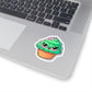 Psychedelic Cupcake Sticker - Vibrant Green with Pink Eyes - Cannabis Inspired