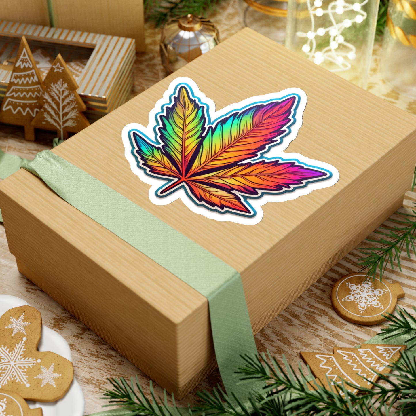 Colorful Cannabis Leaf Sticker