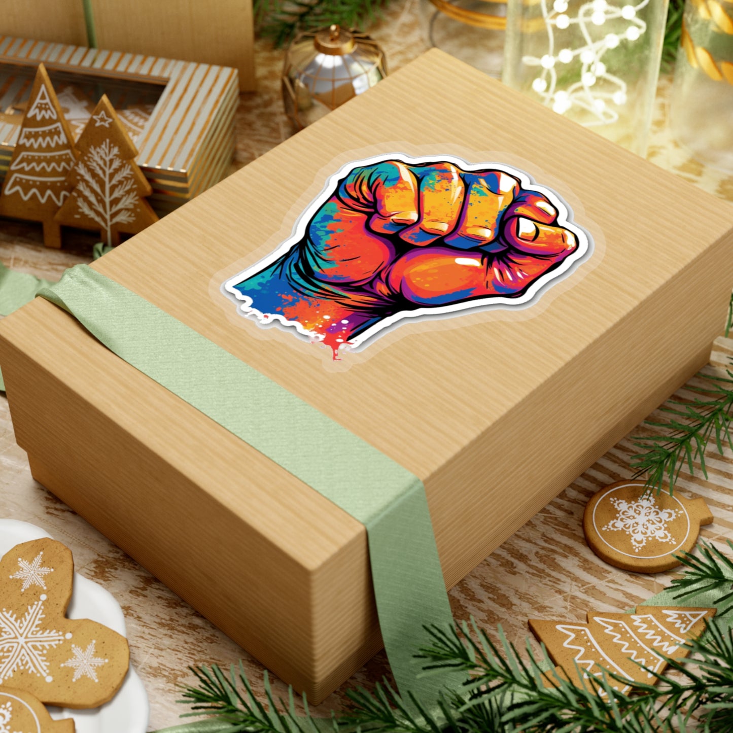 Colorful Power Fist Sticker - Pop Art Style